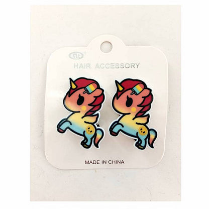 Kawaii Rainbow Popsicle Unicorn Hair Clip Set