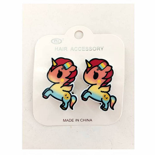 Kawaii Rainbow Popsicle Unicorn Hair Clip Set