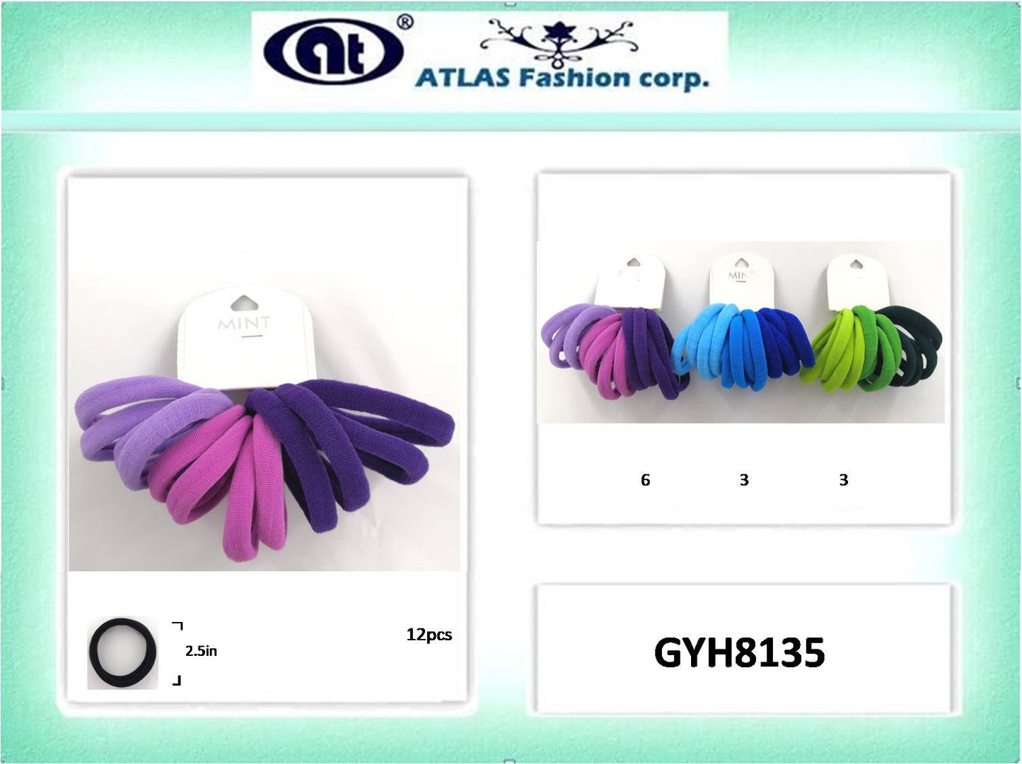 GYH8135 - Seamless Nylon Hair Tie 12 Pce Set