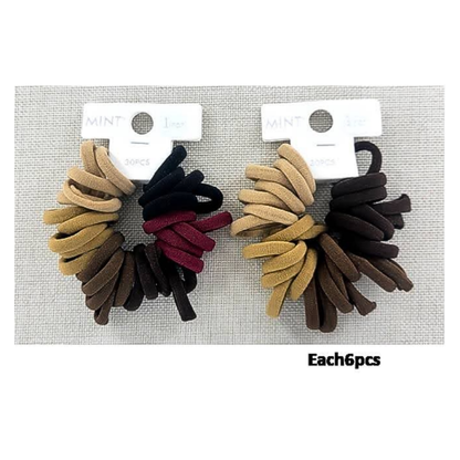 GYH8147DB - Brown Nylon Hair Tie 30 Pce Set