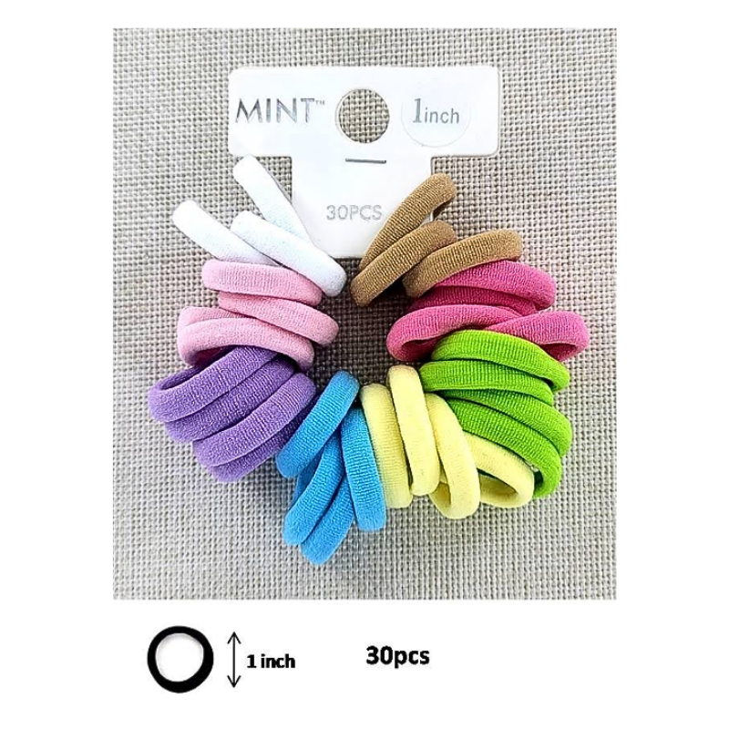 GYH8147PA - Pastel Nylon Hair Tie 30 Pce Set