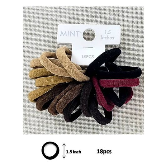 GYH8887DB - Brown Nylon Hair Tie 18 Pce Set