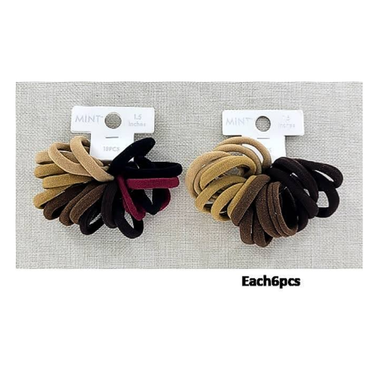 GYH8887DB - Brown Nylon Hair Tie 18 Pce Set