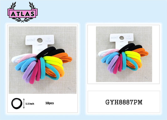 GYH8887PM - Seamless Nylon Hair Tie 18 Pce Set