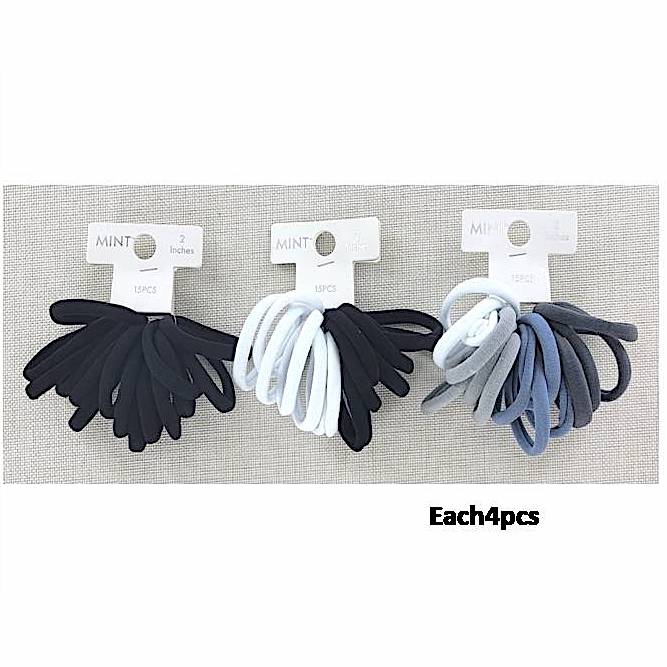 GYH8896BW - Seamless Nylon Hair Tie 15 Pce Set