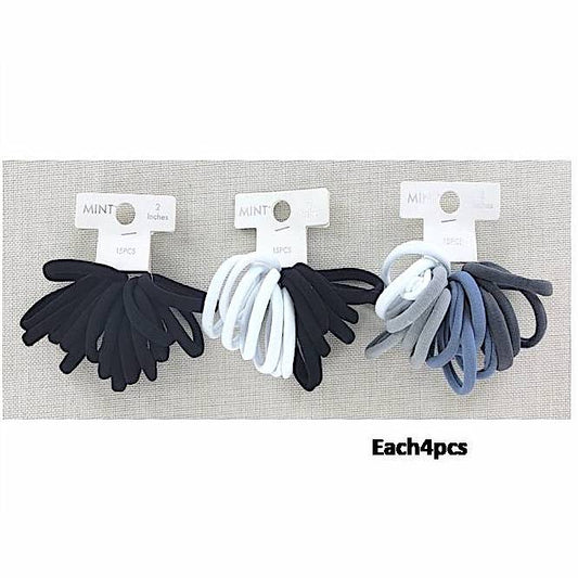 GYH8896BW - Seamless Nylon Hair Tie 15 Pce Set