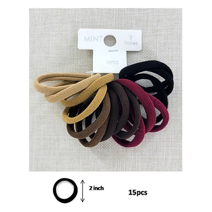 GYH8896DB - Seamless Nylon Hair Tie 15 Pce Set