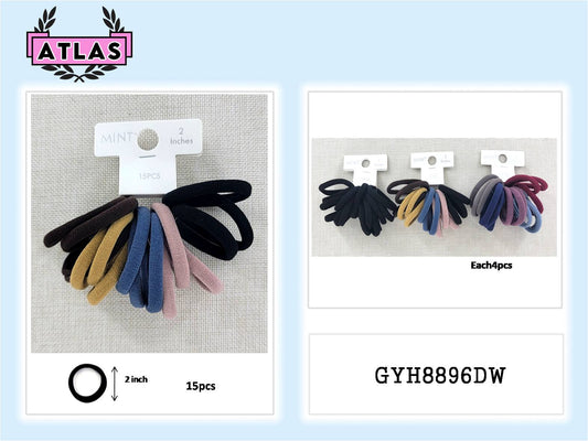 GYH8896DW - Seamless Nylon Hair Tie 15 Pce Set