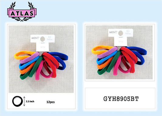 GYH8905BT - Seamless Nylon Hair Tie 12 Pce Set