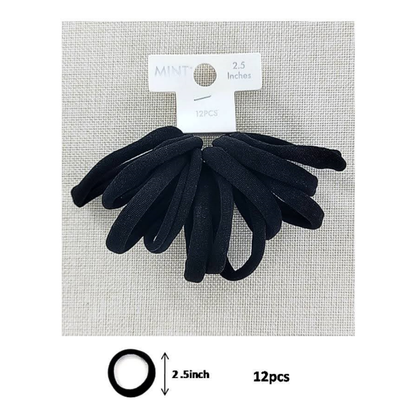 GYH8905BW - Seamless Nylon Hair Tie 12 Pce Set