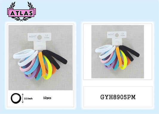 GYH8905PM - Seamless Nylon Hair Tie 12 Pce Set