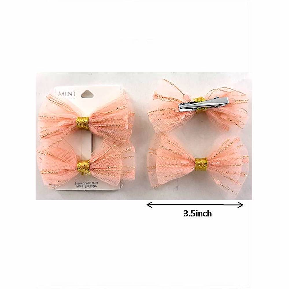 Striped Chiffon Hair Bow Clip Set