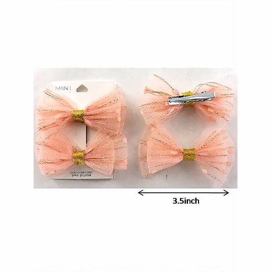 GYH9214 - Striped Chiffon Hair Bow Clip Set