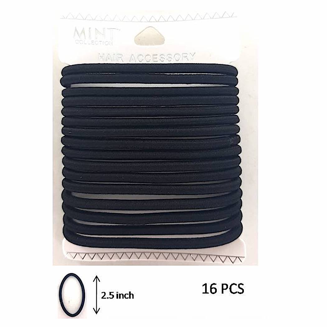 GYH9590 - Black Elastic Hair Ties 16 Pce Set