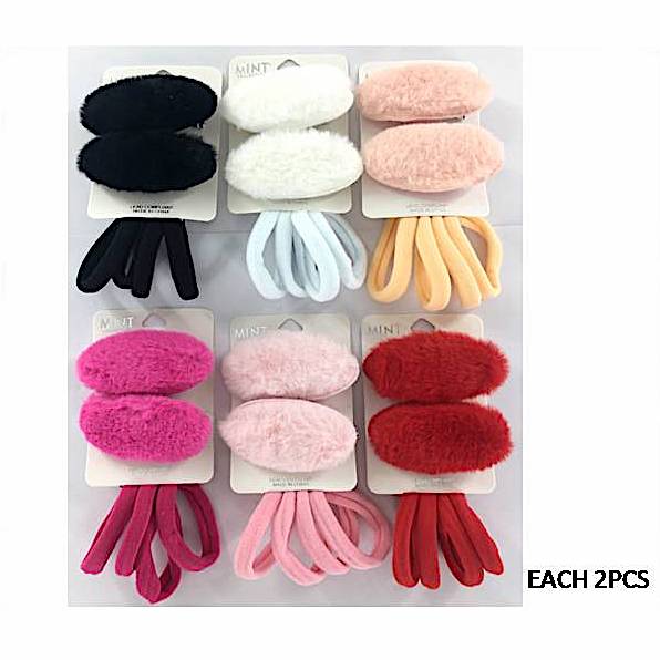 GYH9914 - Faux Fur Hair Clip Set