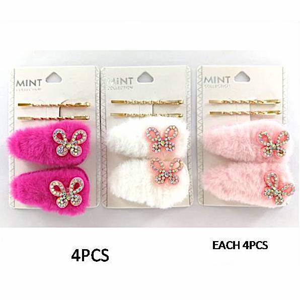 GYH9945 - Faux Fur Butterfly Hair Clip Set