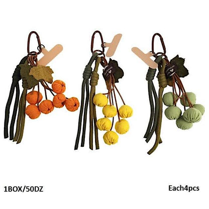Autumn Leaf & Pumpkins Carabiner Rope Keychain