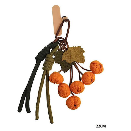 Autumn Leaf & Pumpkins Carabiner Rope Keychain