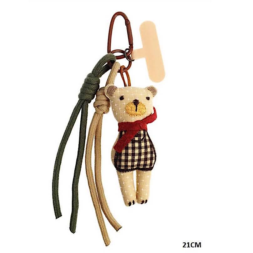 Teddy Bear In Scarf Carabiner Rope Keychain