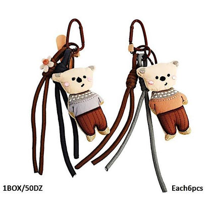 Teddy Bear In Sweater Carabiner Rope Keychain