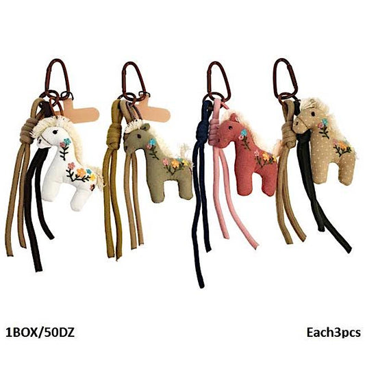 Embroidered Horse Carabiner Rope Keychain