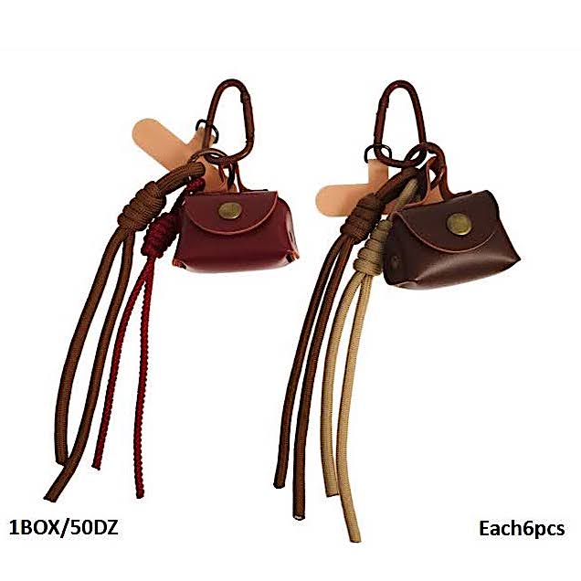 Mini Leather Bag Carabiner Rope Keychain