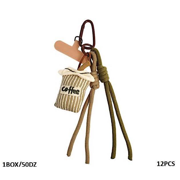 Coffee Cup Carabiner Rope Keychain