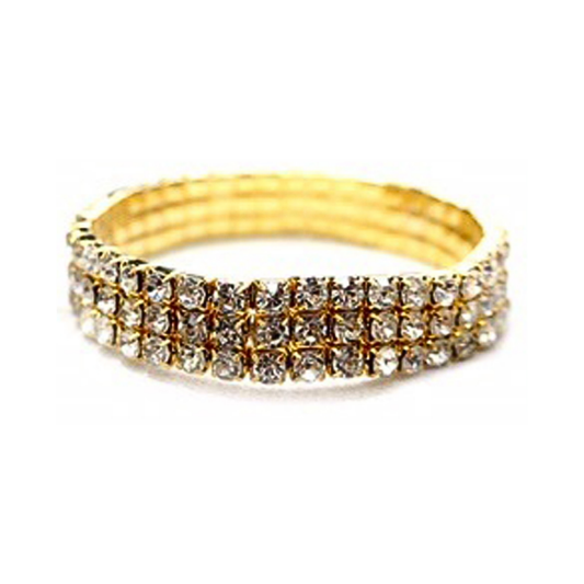 JAB21819G - Gold Rhinestone Stretch Bracelet