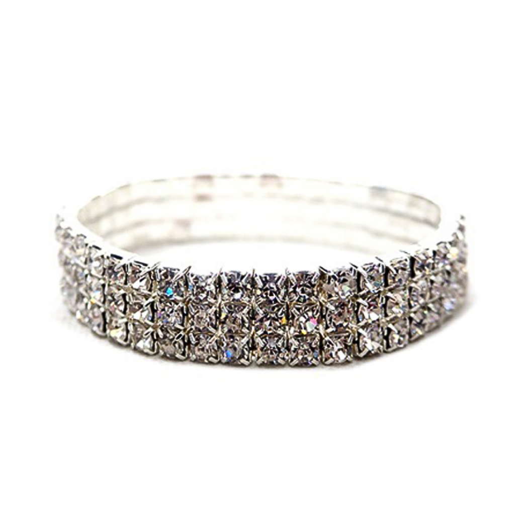 JAB21819S - Silver Rhinestone Stretch Bracelet