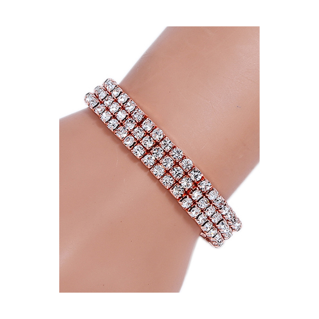 JAB21819WH -  Rhinestone Stretch Bracelet