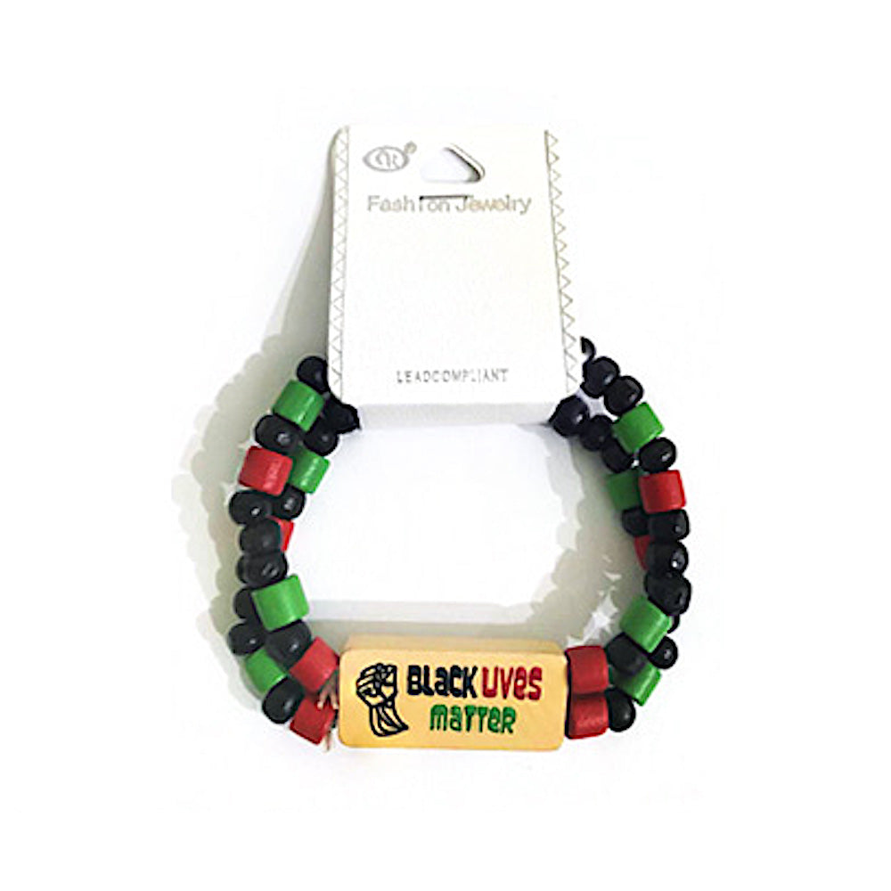 JAB36304 - Black Lives Matter Wood Bead Bracelet