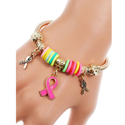 JAB37238 - Pink Ribbon Charm Bracelet