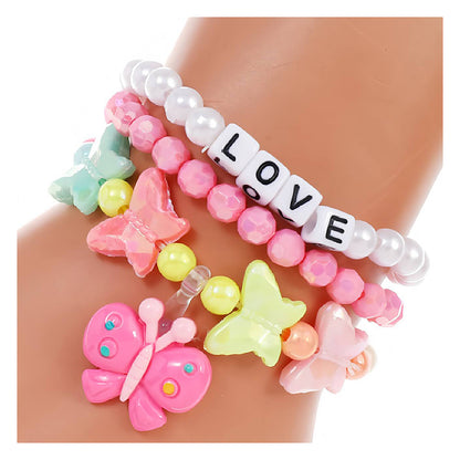 Butterfly Charm Bead Stretch Bracelet Set