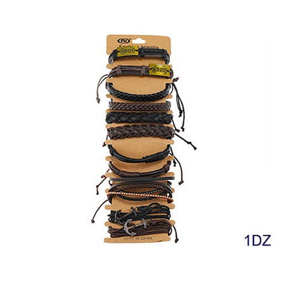 JAB39180 - Assorted Adjustable Leather Bracelet