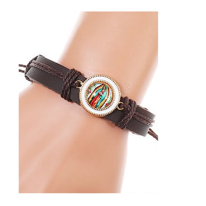 JAB40298 - Our Lady Of Guadalupe Adjustable Leather Bracelet