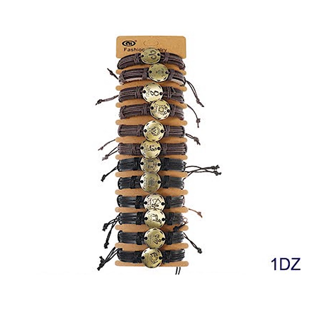 JAB40300 - Zodiac Adjustable Leather Bracelet