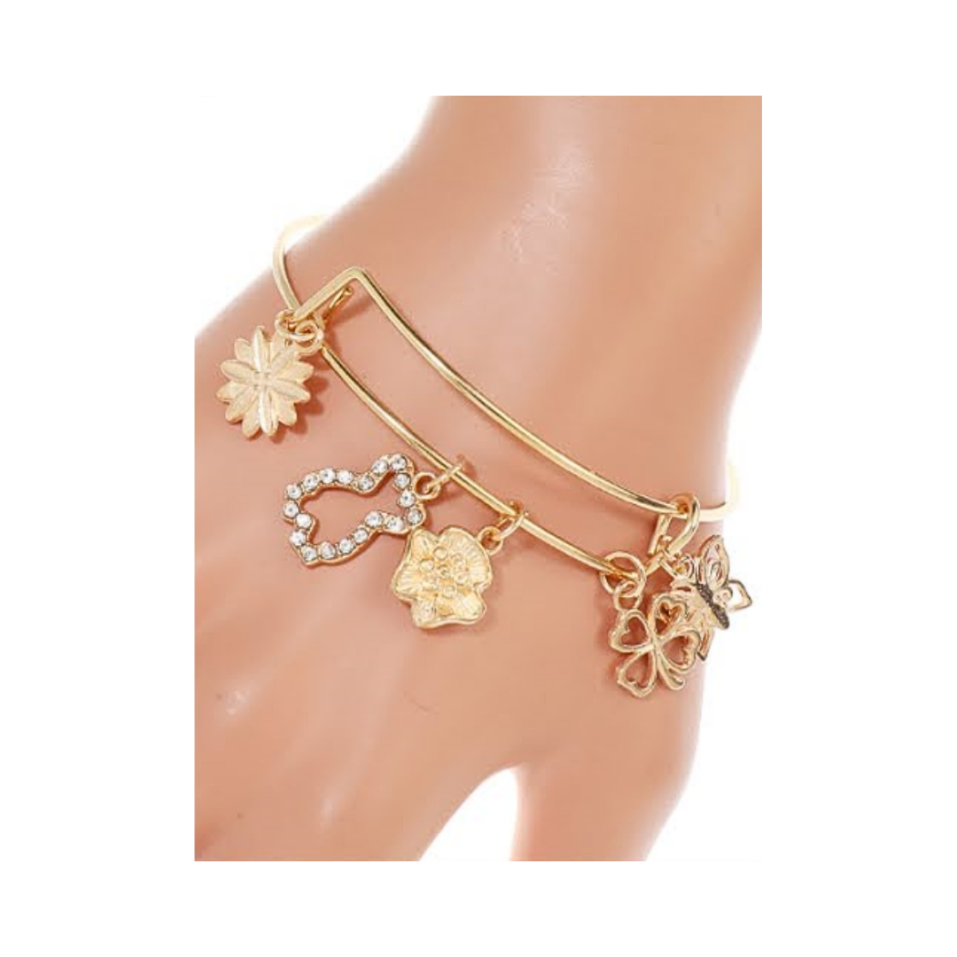 JAB40531 - Teddy Bear Charm Bangle Bracelet