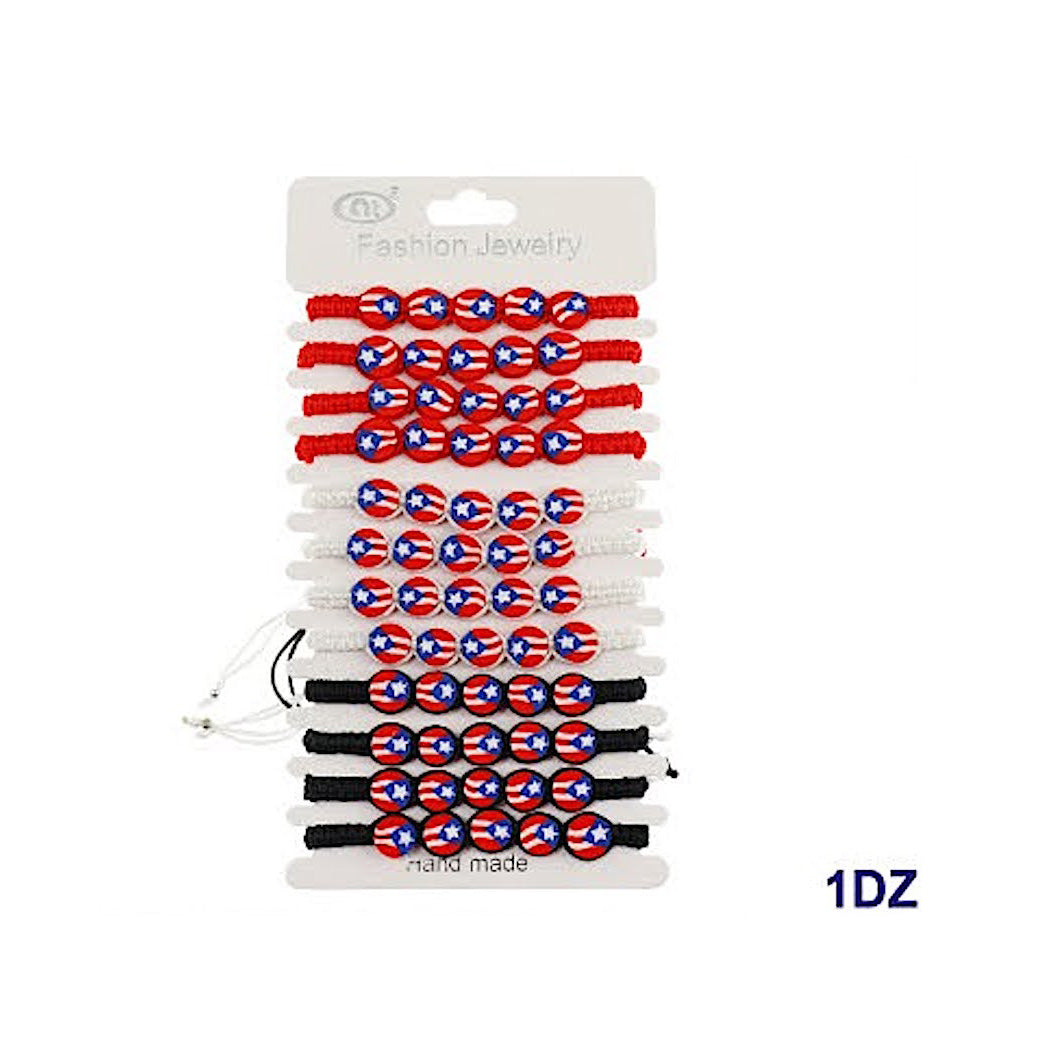 JAB41136 - Puerto Rico Flag Adjustable Thread Bracelet