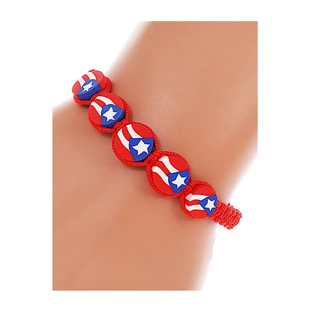 JAB41136 - Puerto Rico Flag Adjustable Thread Bracelet