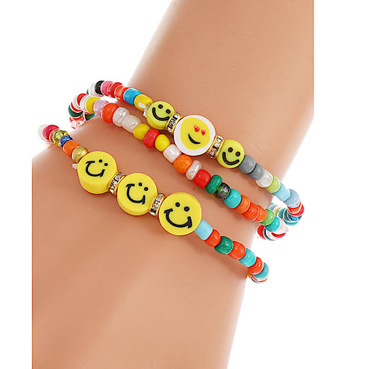 JAB41172 - Smiley Face Beaded Bracelet