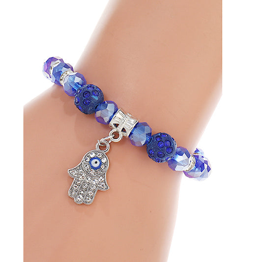 JAB42049 - Rhinestone Evil Eye Bead Bracelet