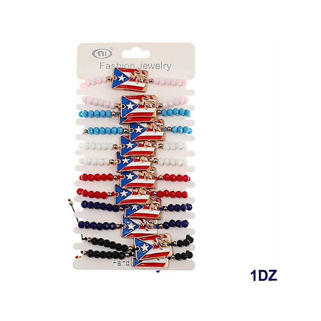 JAB42386 - Puerto Rico Flag Adjustable Thread Bracelet