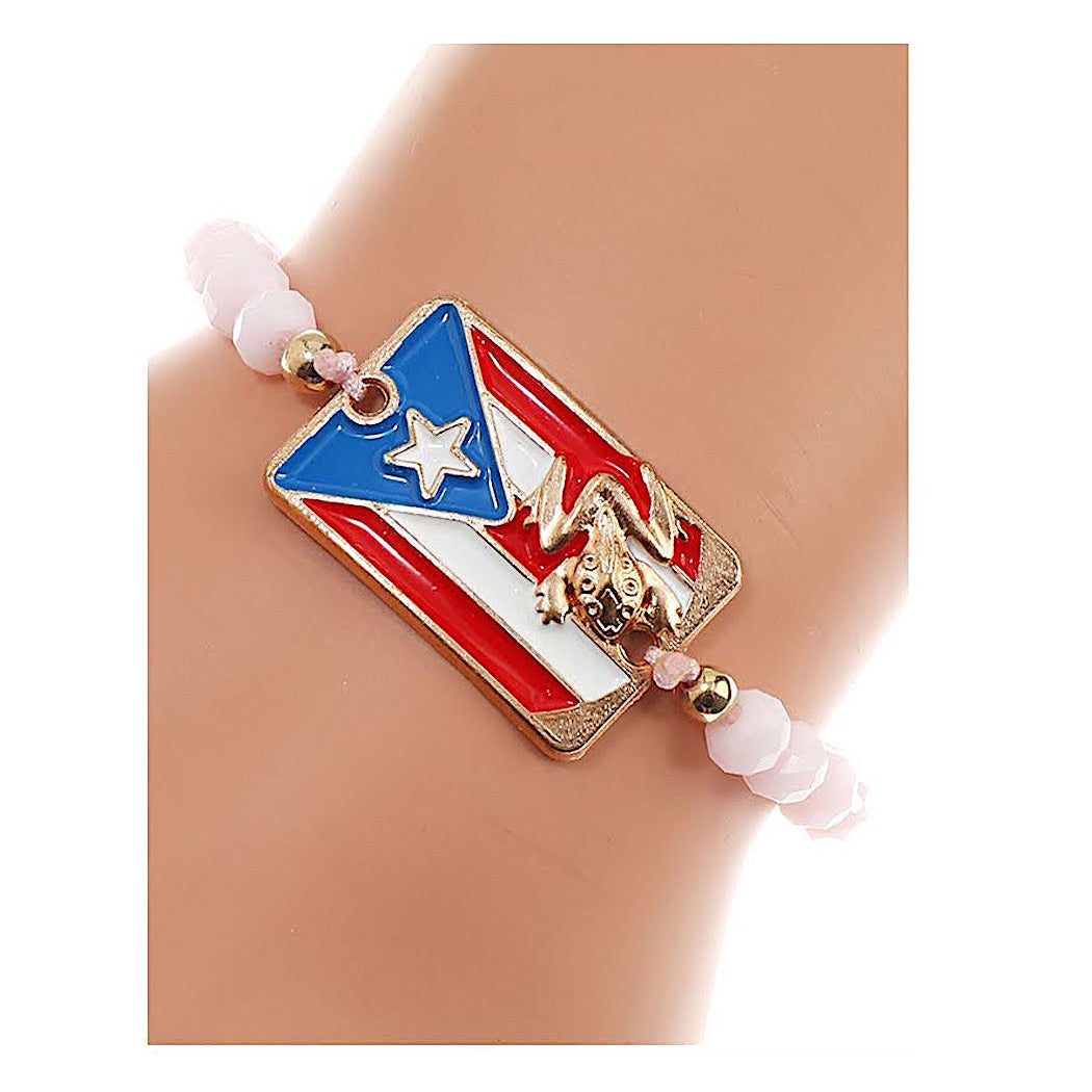 JAB42386 - Puerto Rico Flag Adjustable Thread Bracelet