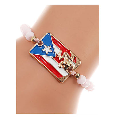 JAB42386 - Puerto Rico Flag Adjustable Thread Bracelet