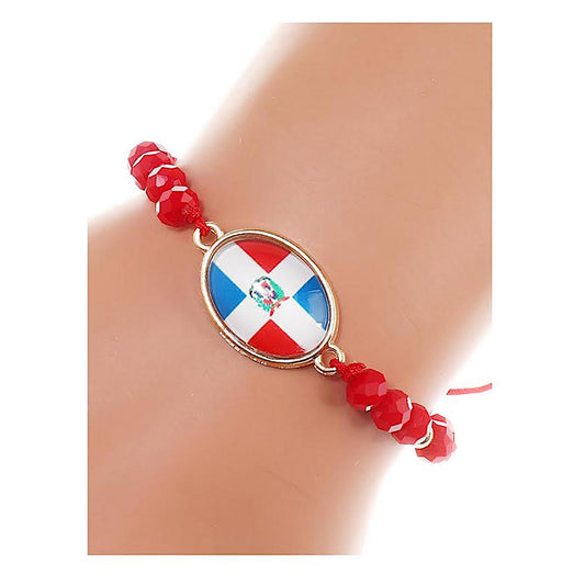 JAB42387 - Dominican Republic Flag Adjustable Thread Bracelet