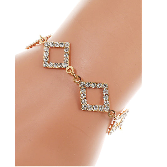 JAB42457 - Rhinestone Square Bracelet