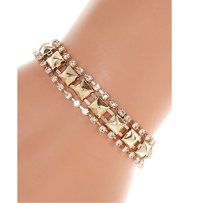 JAB42460 - Rhinestone Square Link Bracelet