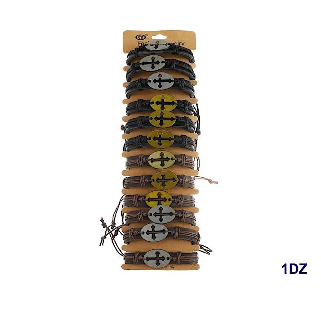 JAB42733 - Cross Adjustable Leather Bracelet