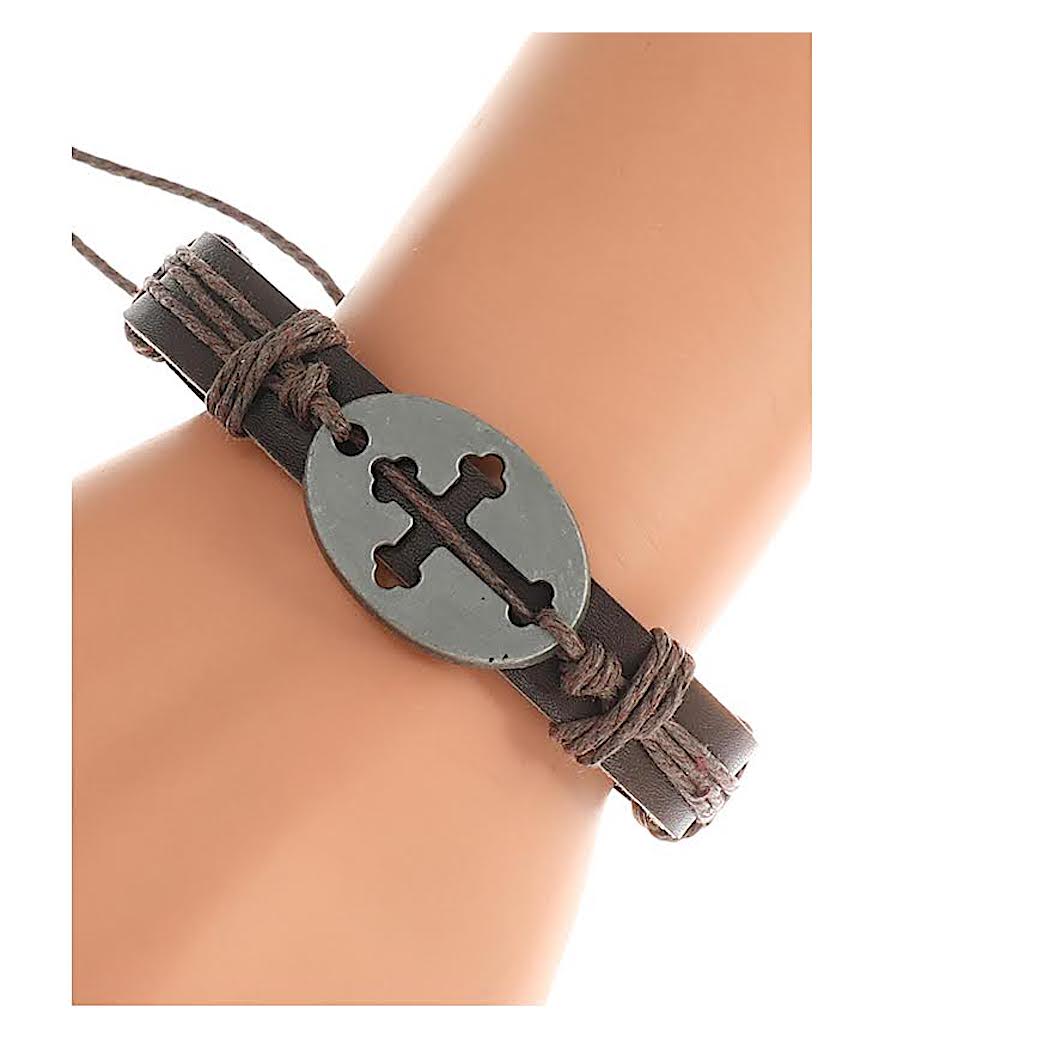 JAB42733 - Cross Adjustable Leather Bracelet