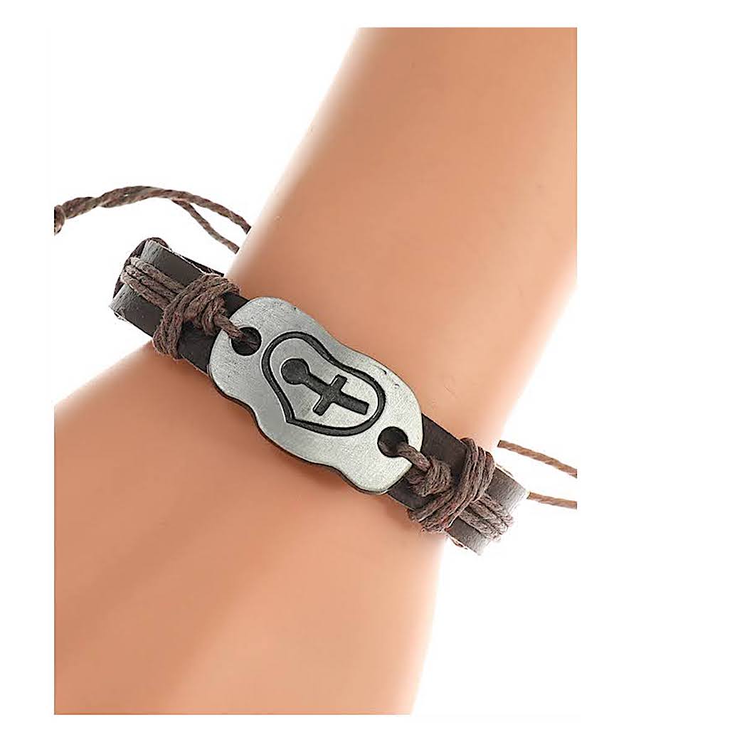 JAB42734 - Cross Adjustable Leather Bracelet